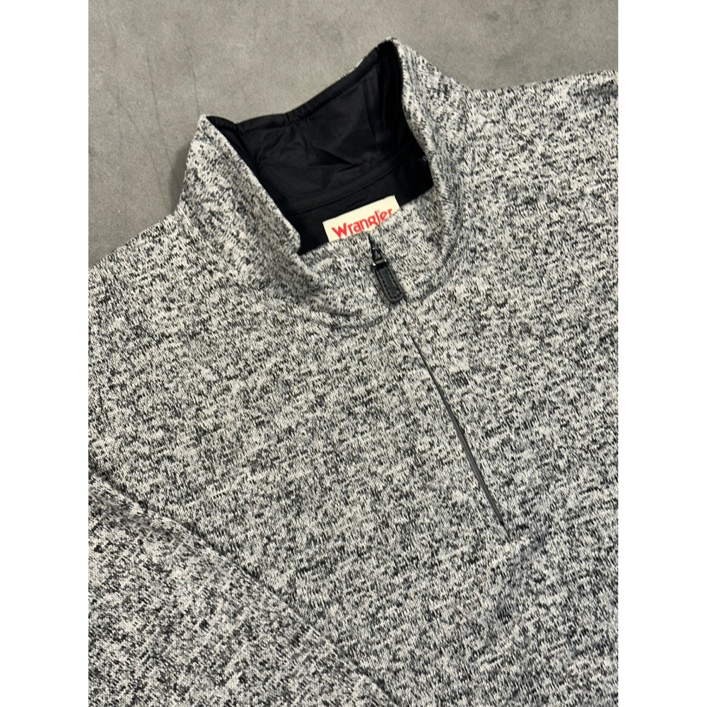 Wrangler Authentics Men Heathered Gray Quarter Zip Pullover Sweater XL